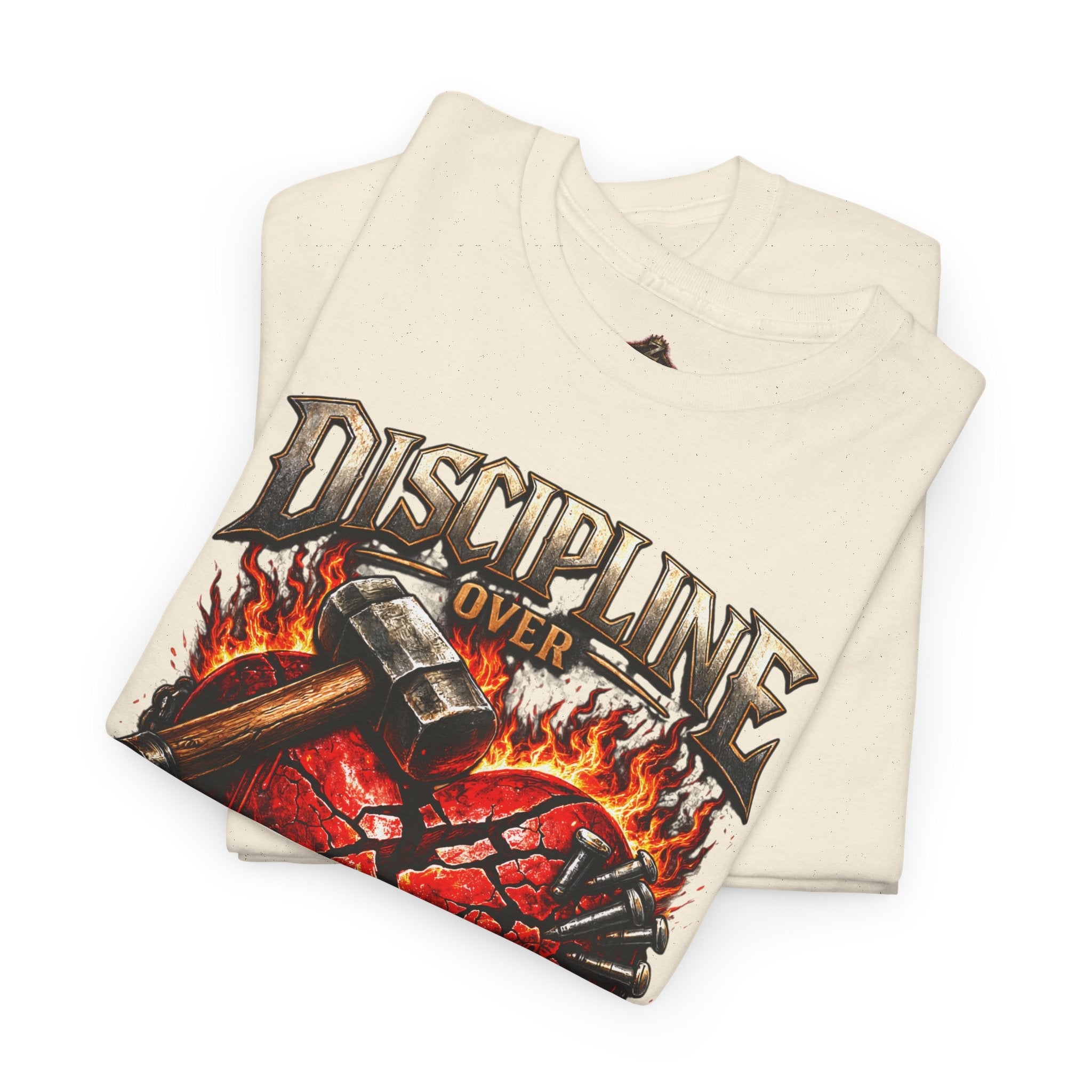Discipline Over Emotions Graphic T-Shirt (Red Heart) Printify