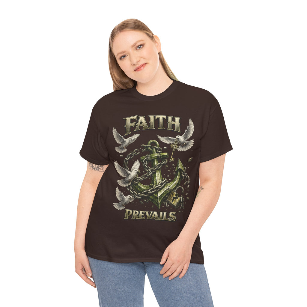 Adult Faith Prevails Anchor T-Shirt (Green Anchor) Printify