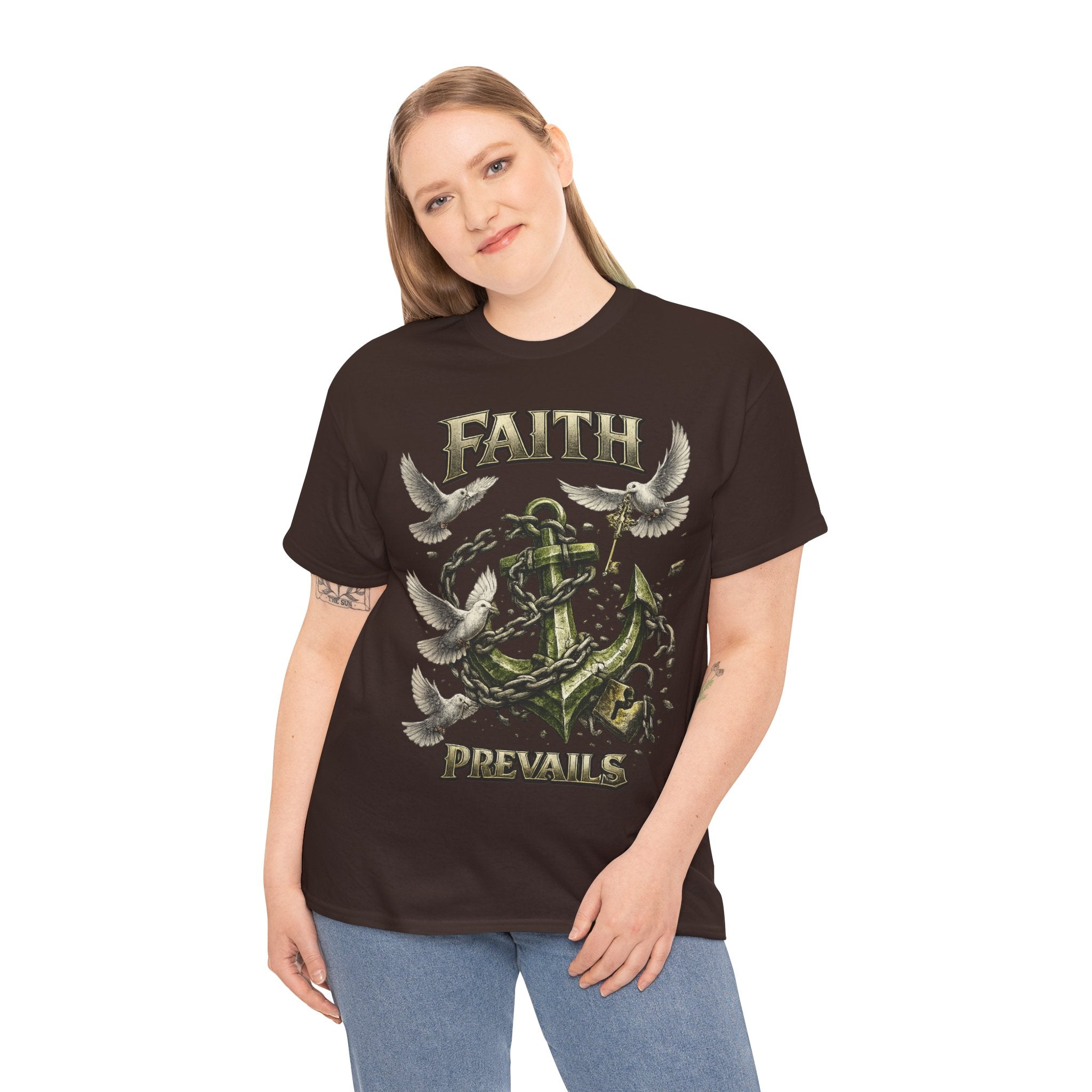Adult Faith Prevails Anchor T-Shirt (Green Anchor) Printify