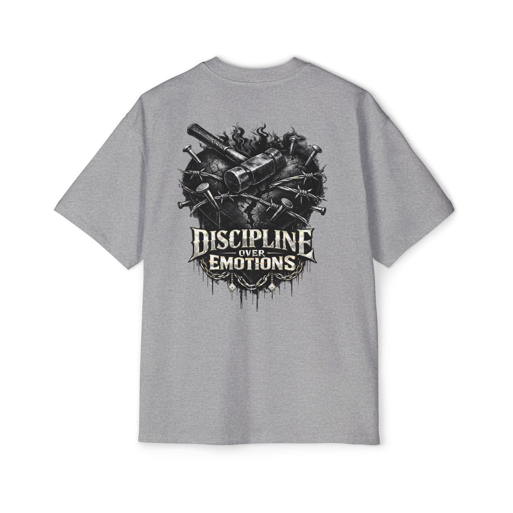 Oversized Discipline Over Emotions (Back) Graphic Tee (Black Heart) Printify