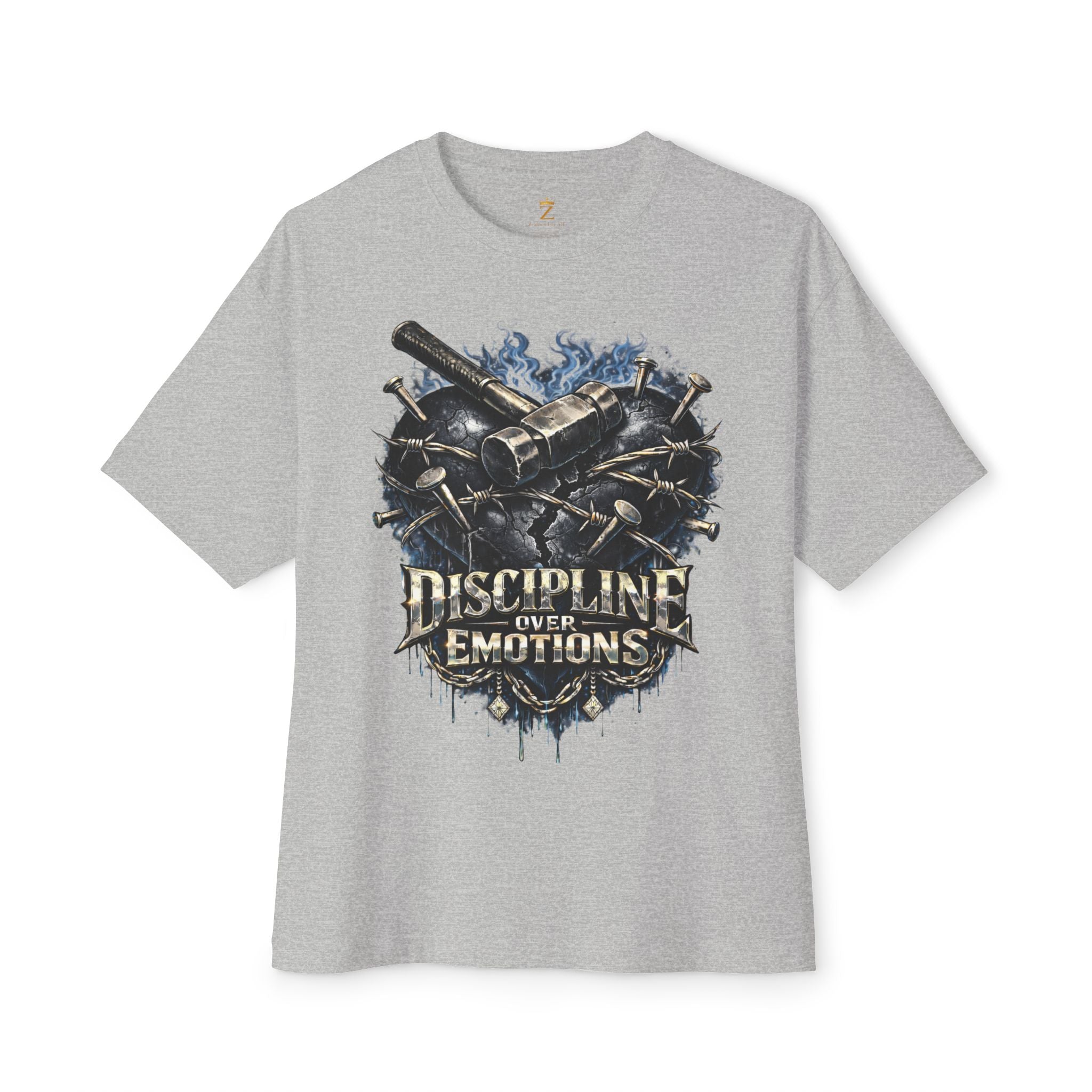 Adult *Oversized* Discipline Over Emotions Graphic Tee (Black Heart) - Zealous For All