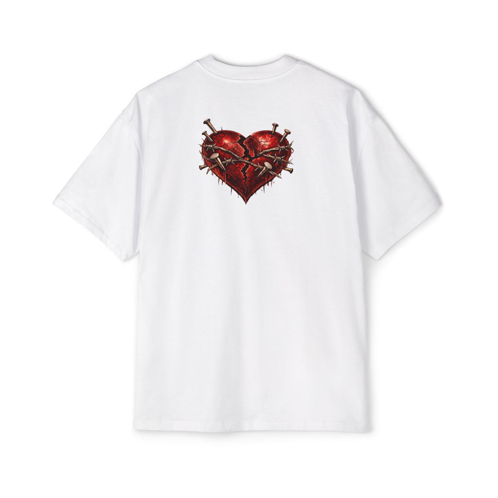 Oversized Discipline Over Emotions Graphic Tee (Front Red Heart) Printify