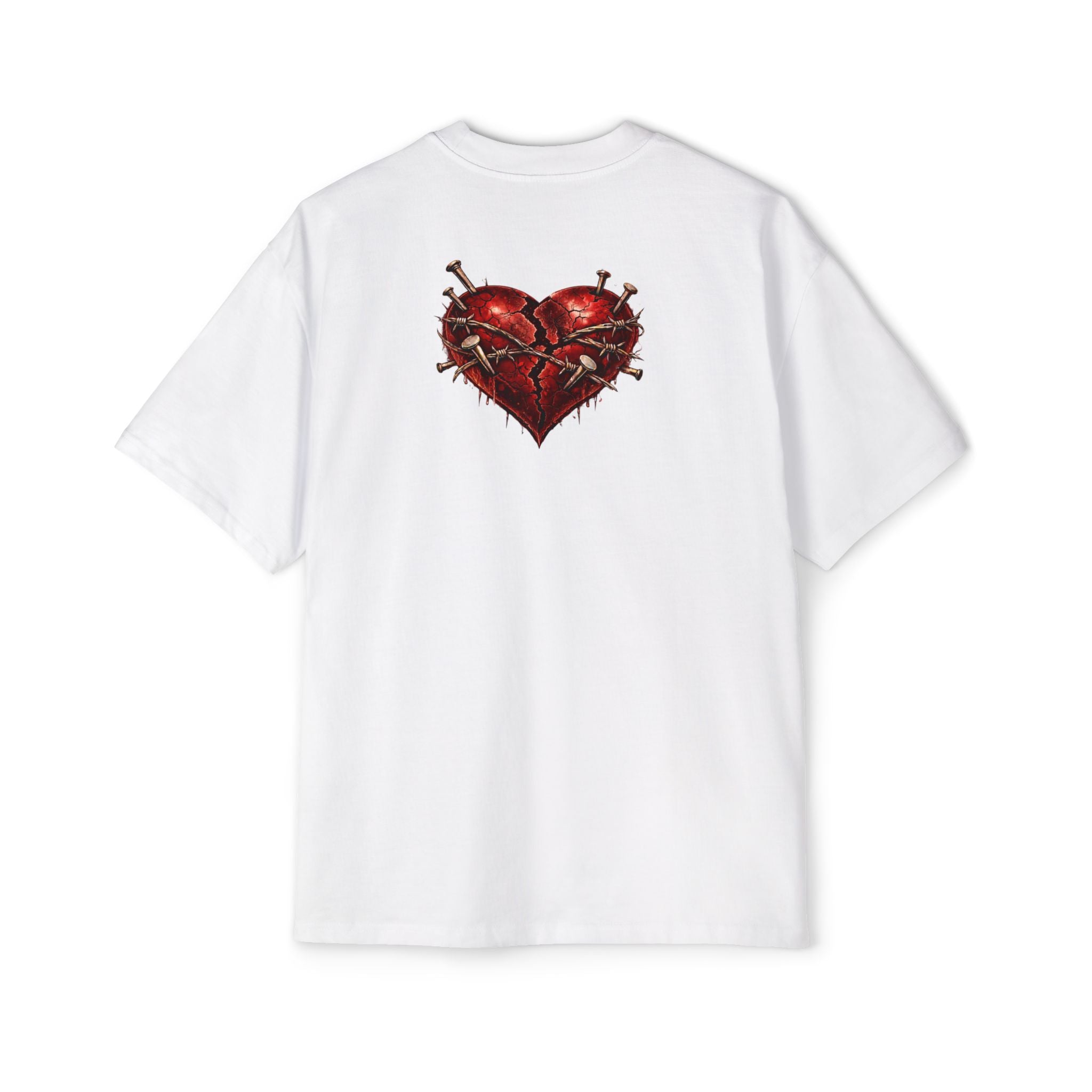 Oversized Discipline Over Emotions Graphic Tee (Front Red Heart) Printify