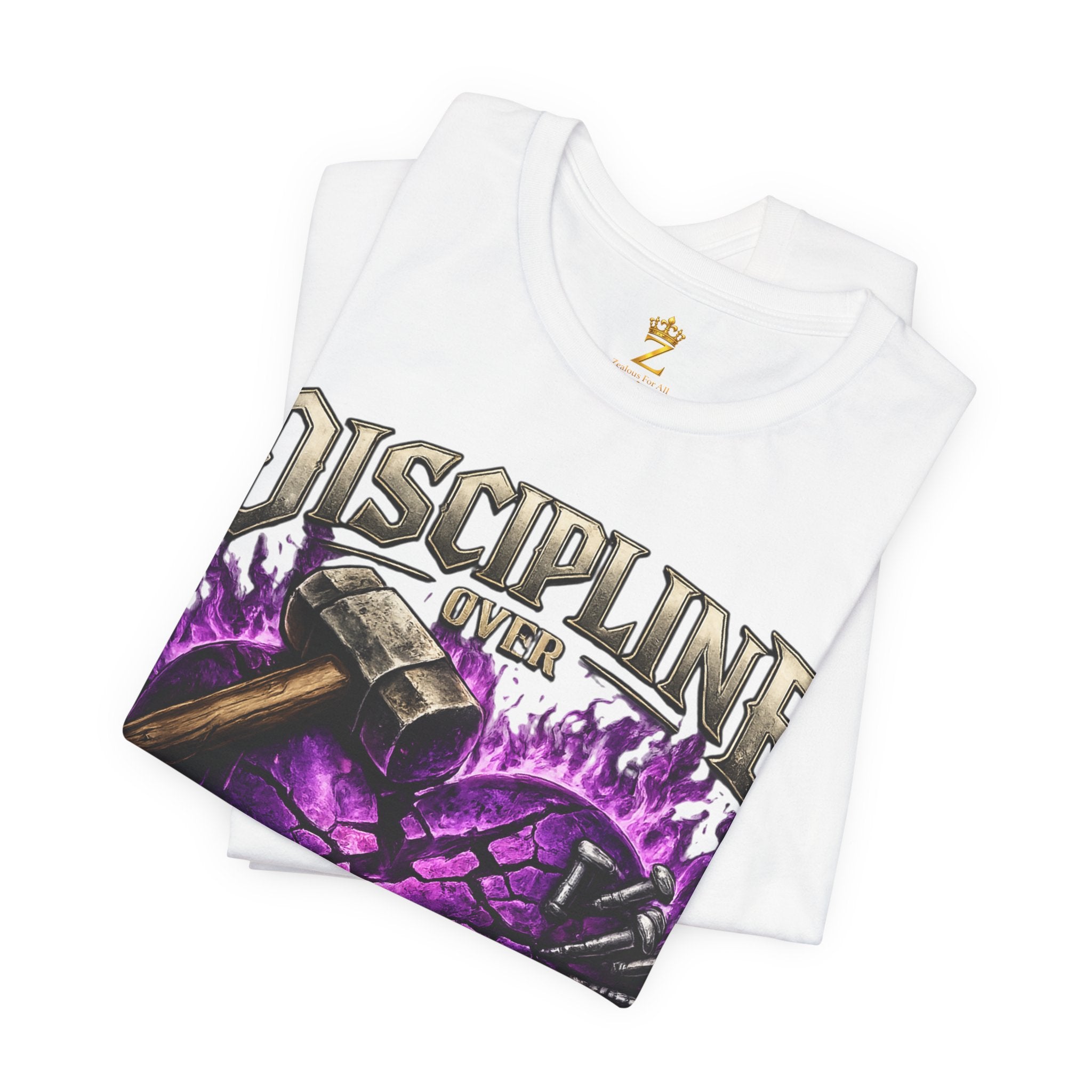 Discipline Over Emotions Premium Graphic T-Shirt (Purple Heart) Printify