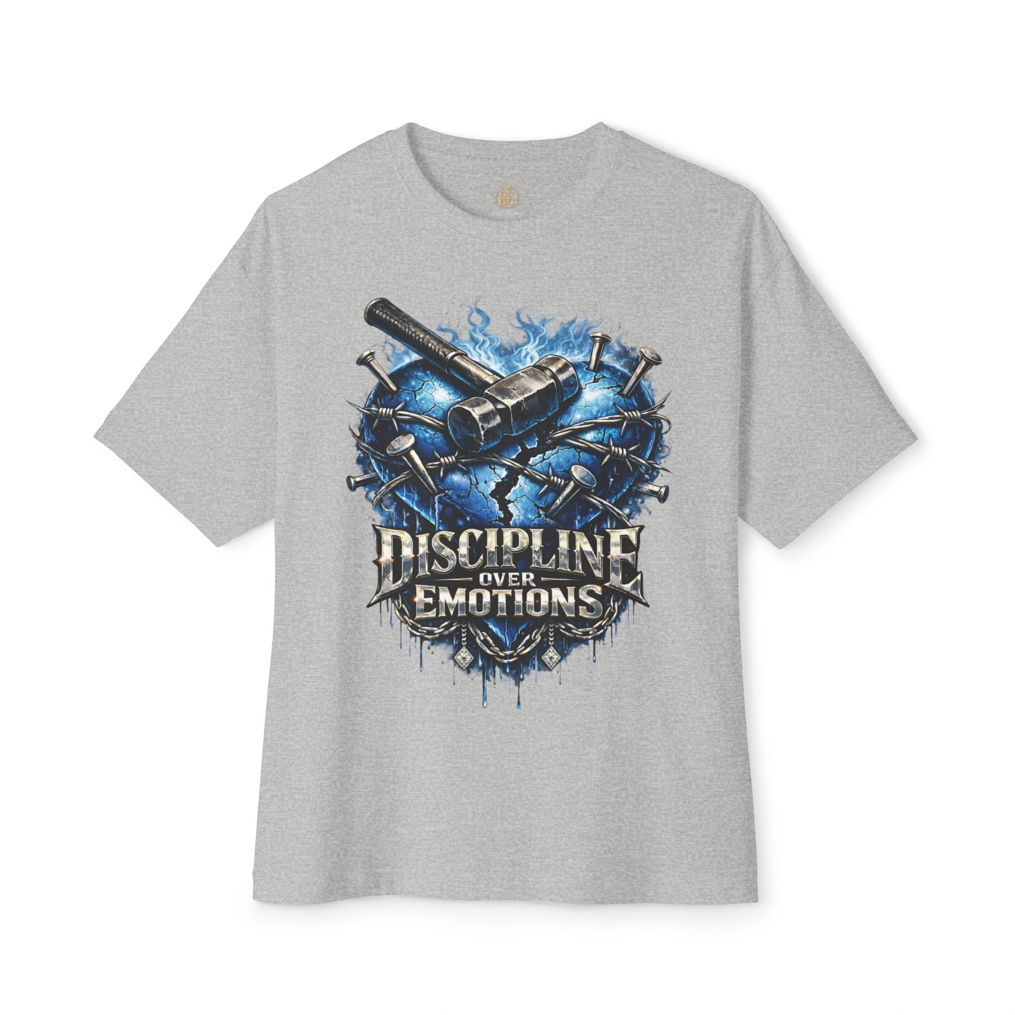 CEO KHI EDITION *Oversized* Discipline Over Emotions Graphic T-Shirt (Blue Heart) Printify