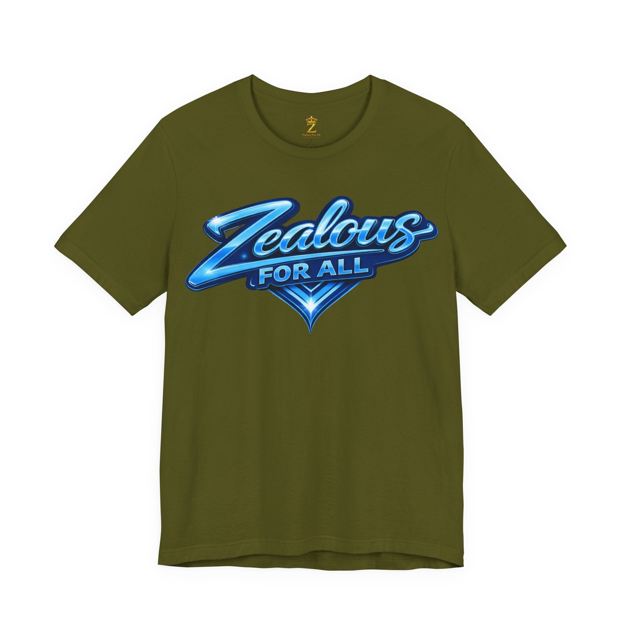 Zealous For All Graphic T-Shirt (Blue Logo) Printify