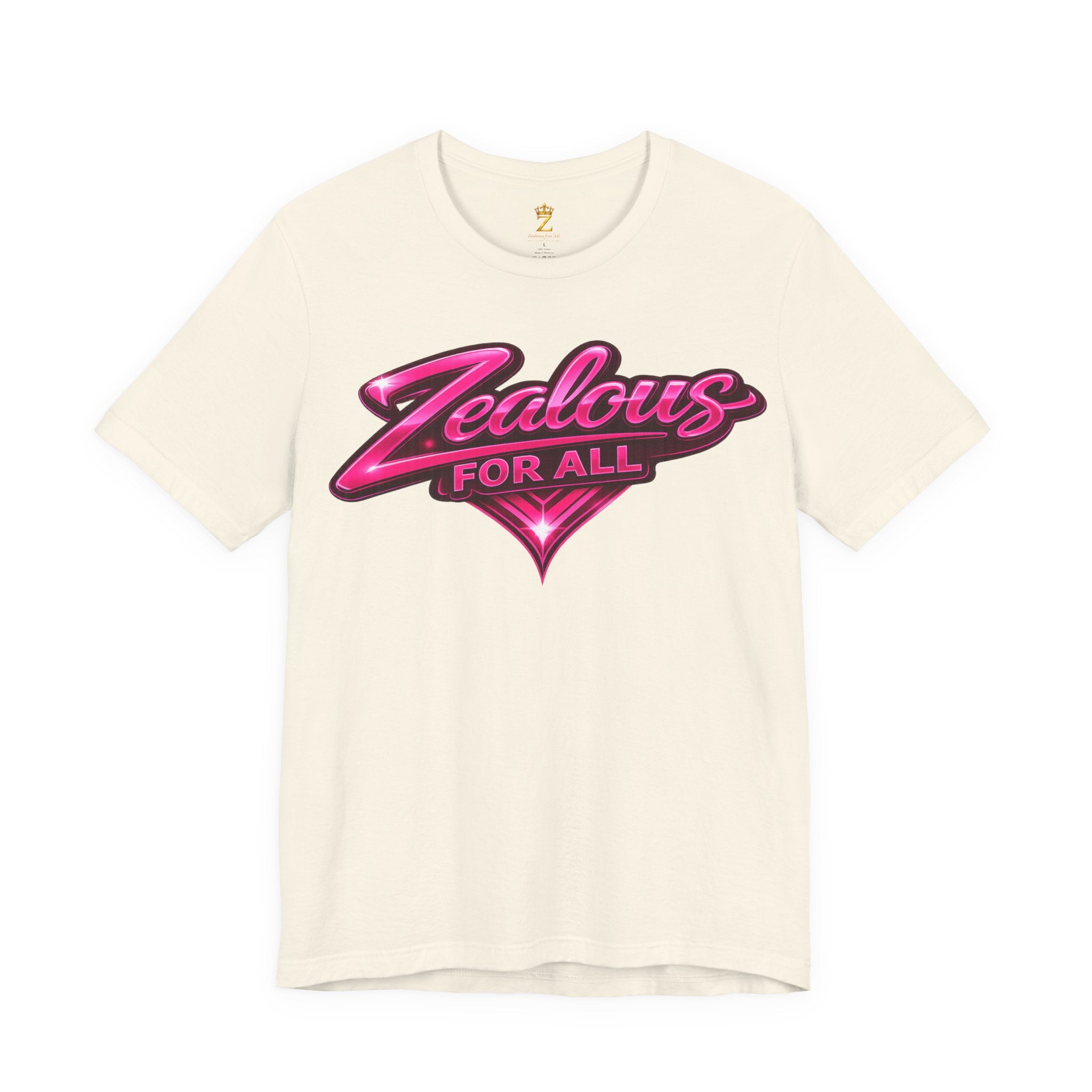 Zealous For All Graphic T-Shirt (Hot Pink Logo) Printify