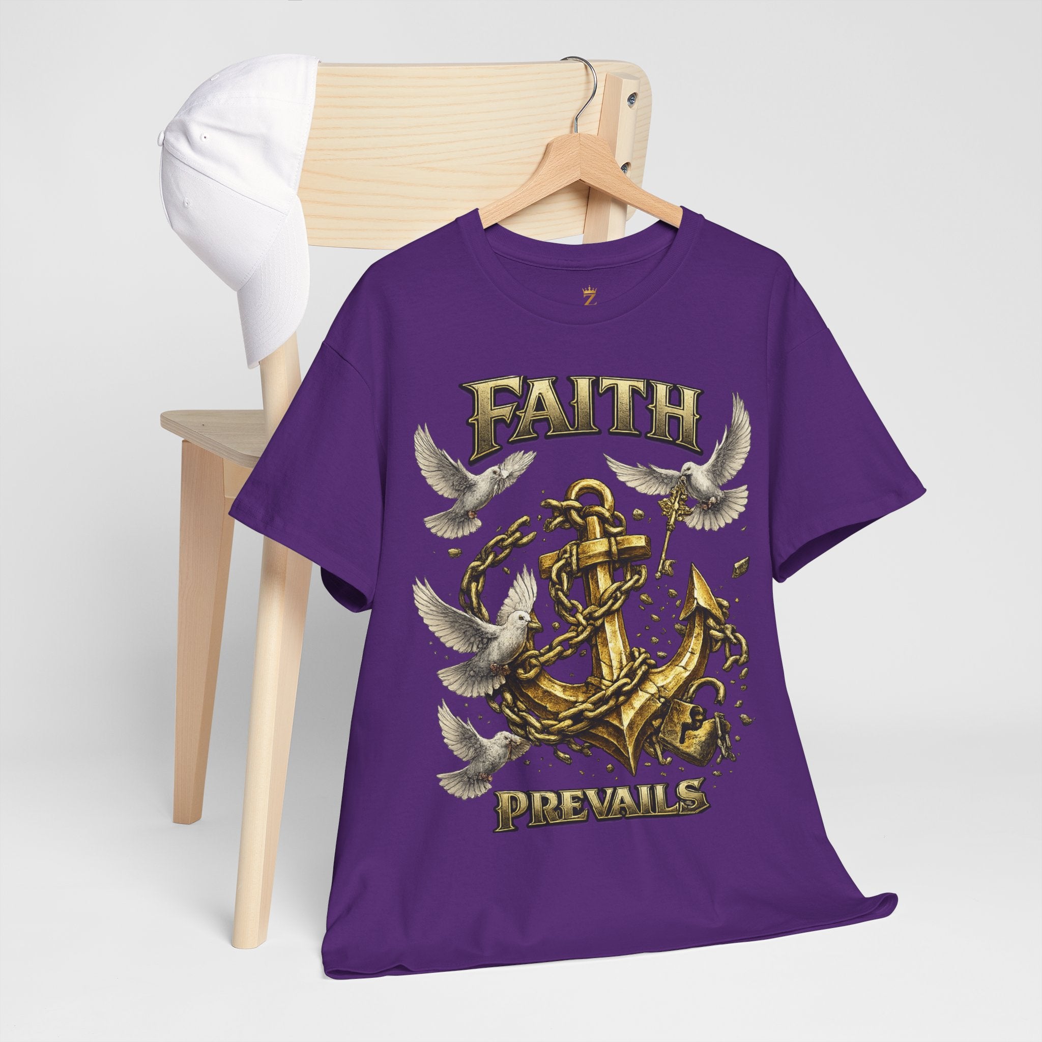 Adult Faith Prevails Anchor T-Shirt (Gold Anchor) Printify