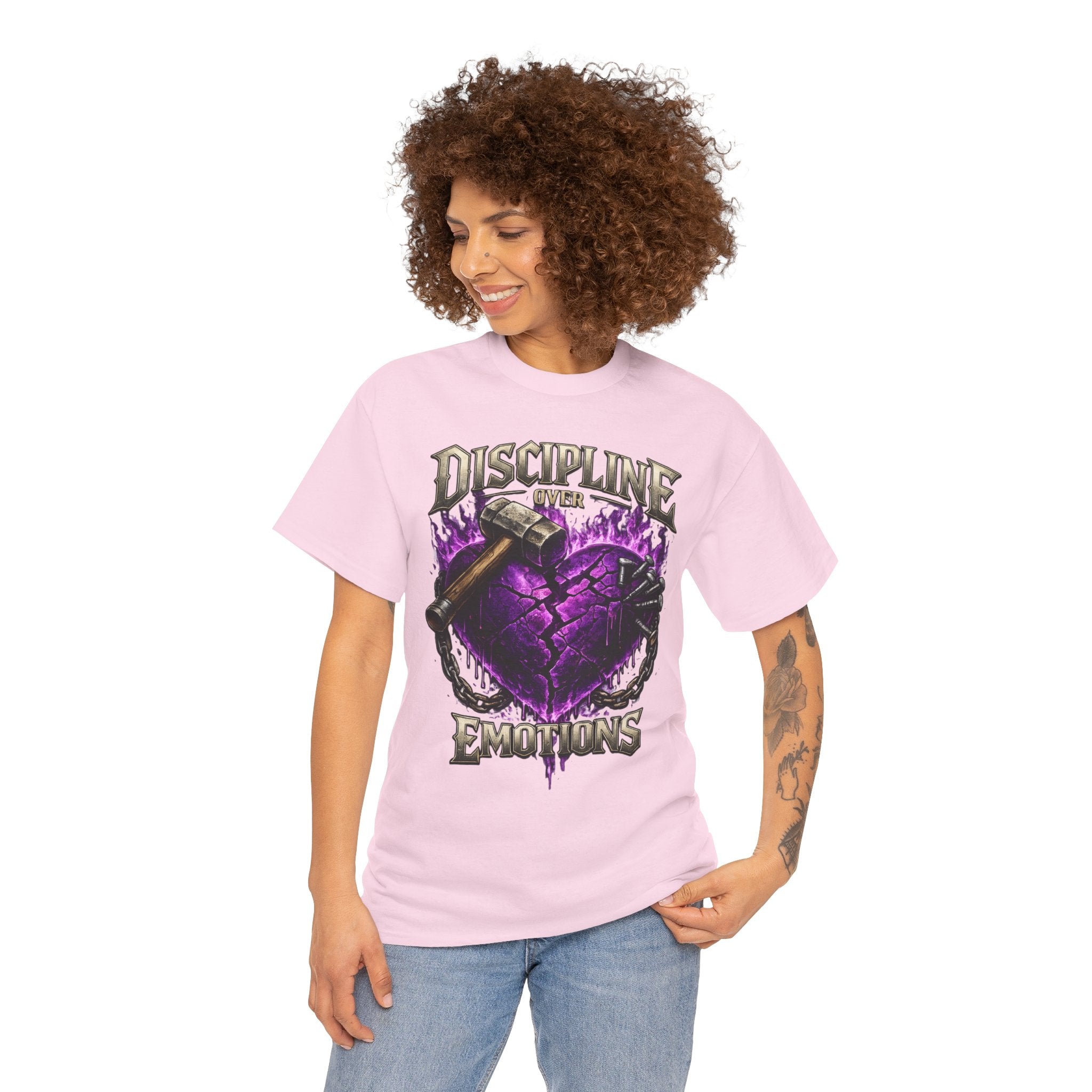 Adult Discipline Over Emotions Graphic T-Shirt (Purple Heart)