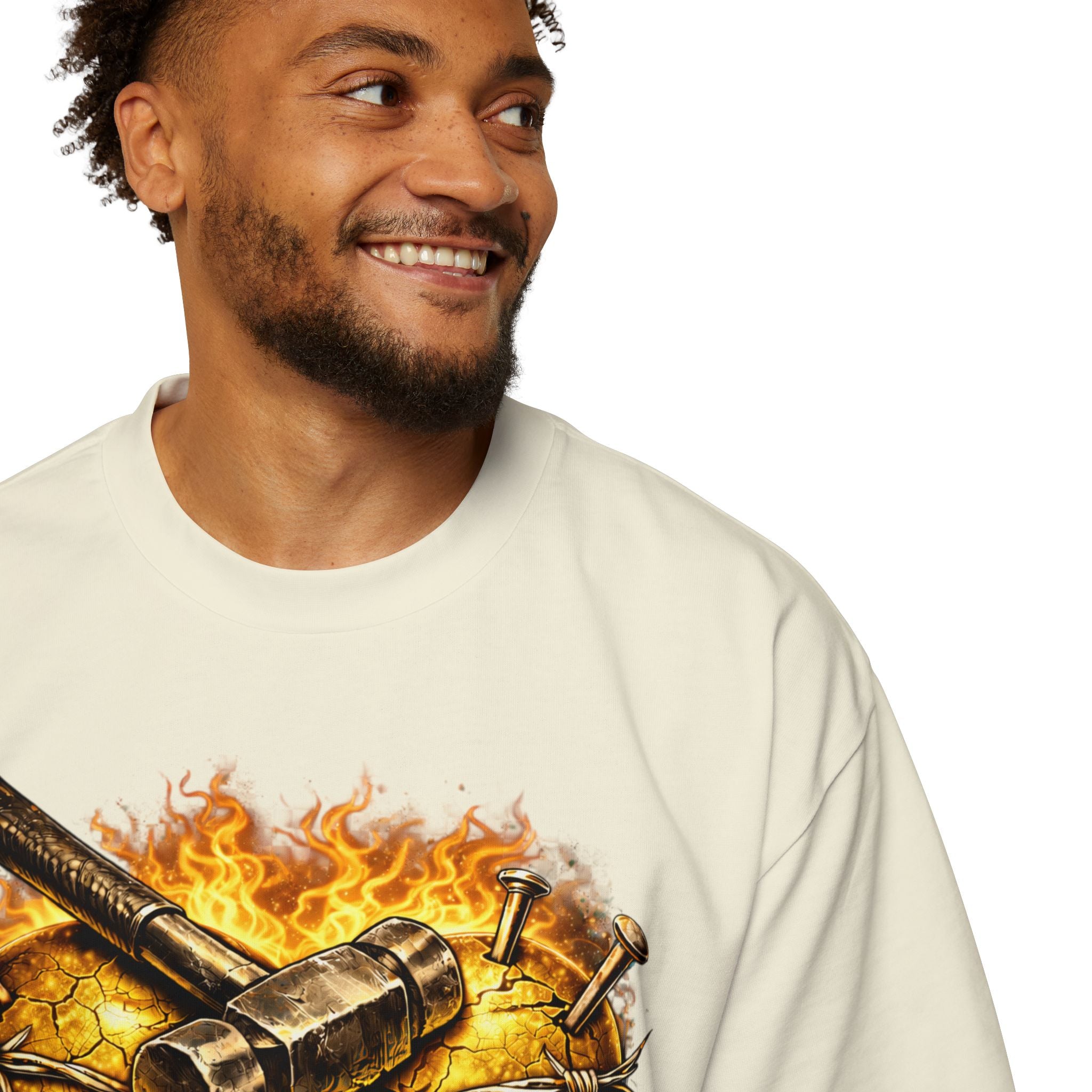 Oversized Discipline Over Emotions Graphic Tee (Gold Heart) Printify