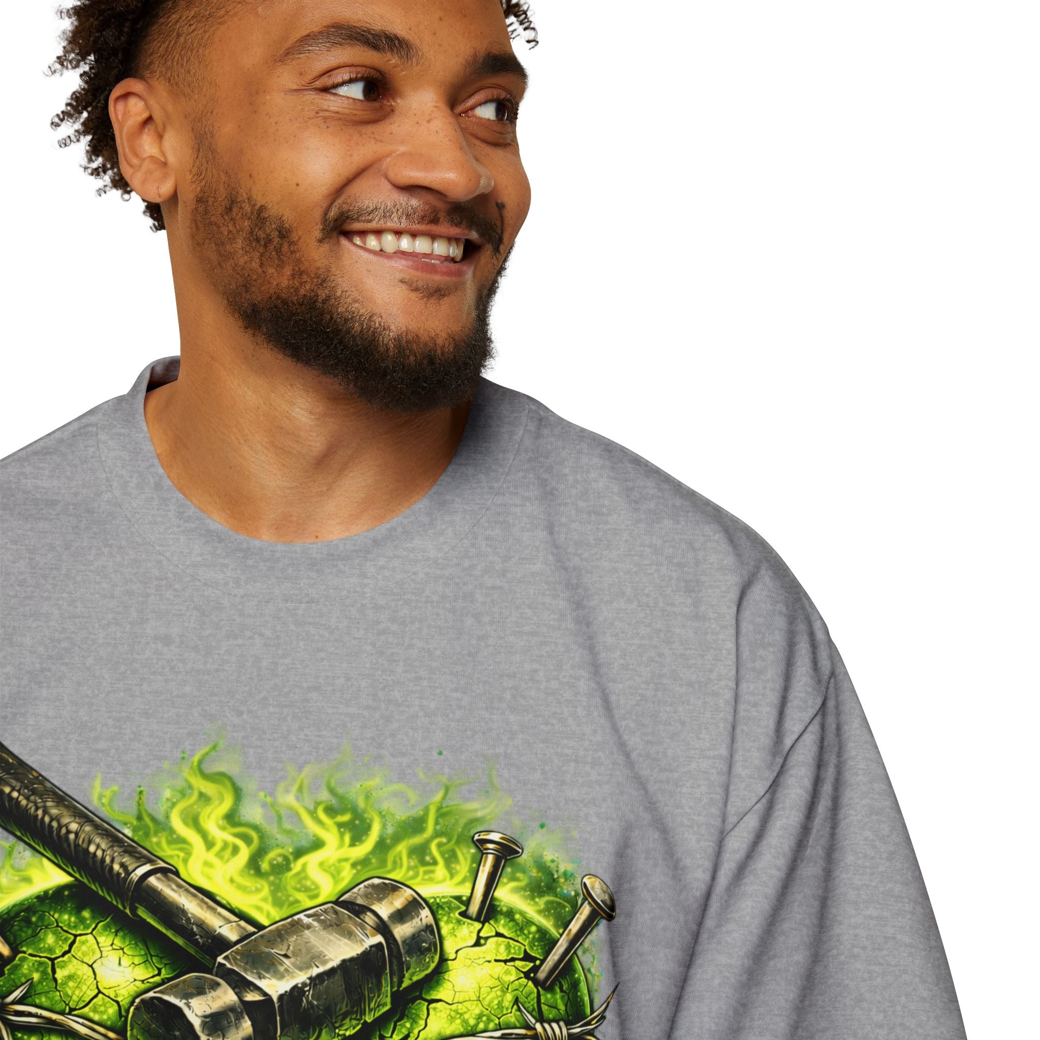 Oversized Discipline Over Emotions Graphic Tee (Green Heart) Printify