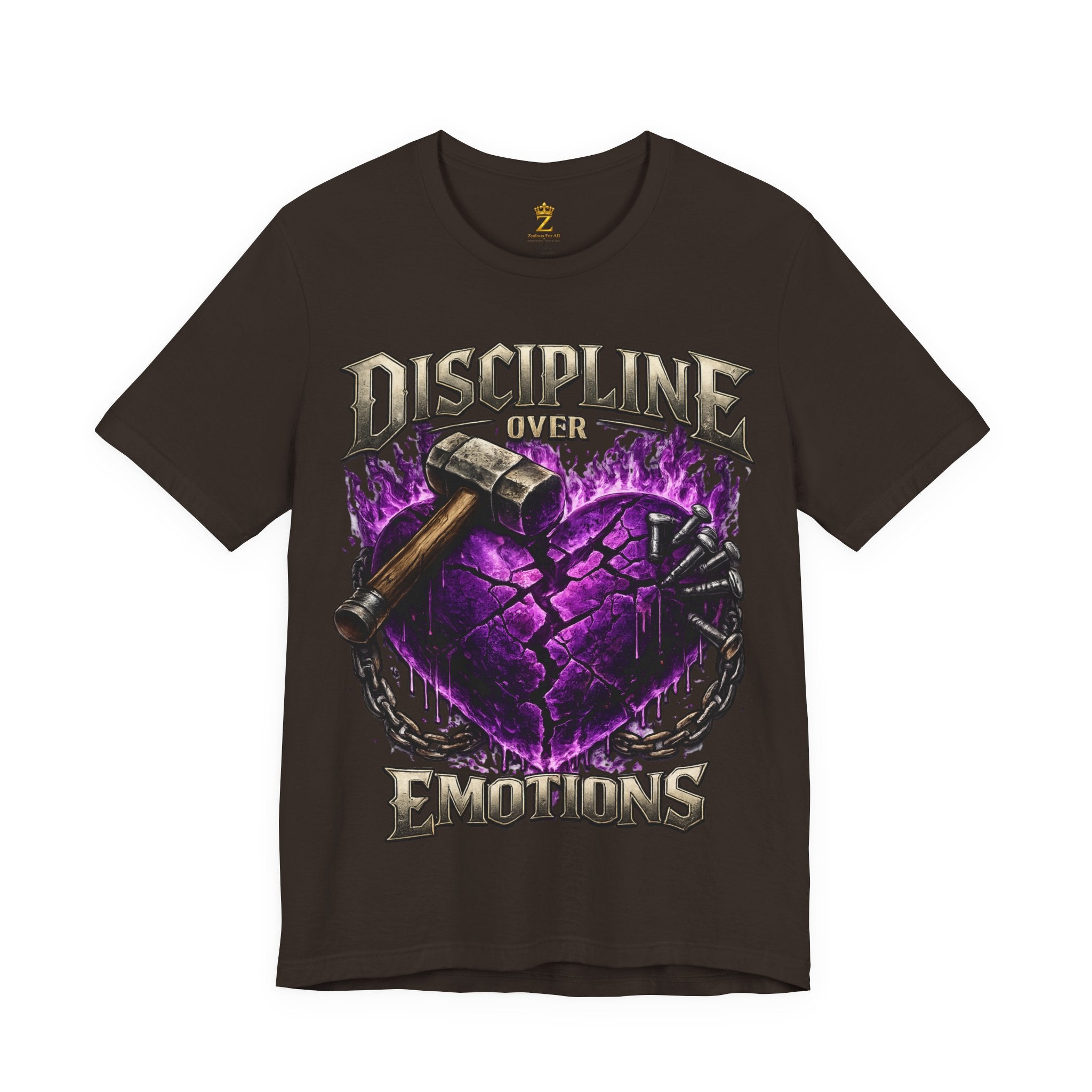 Discipline Over Emotions Premium Graphic T-Shirt (Purple Heart) Printify