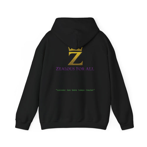 Adult "Zealous For All" Mardi Gras Crown Hoodie — Fat Tuesday Edition