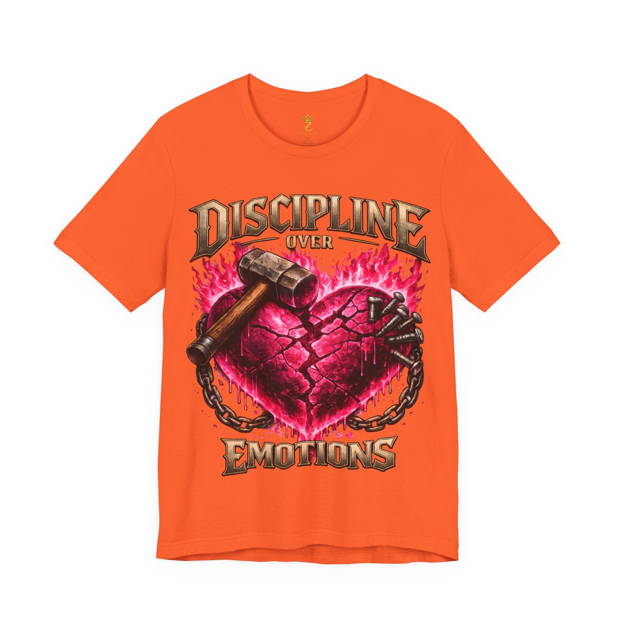 Discipline Over Emotions Premium Graphic T-Shirt (Hot Pink Heart) Printify