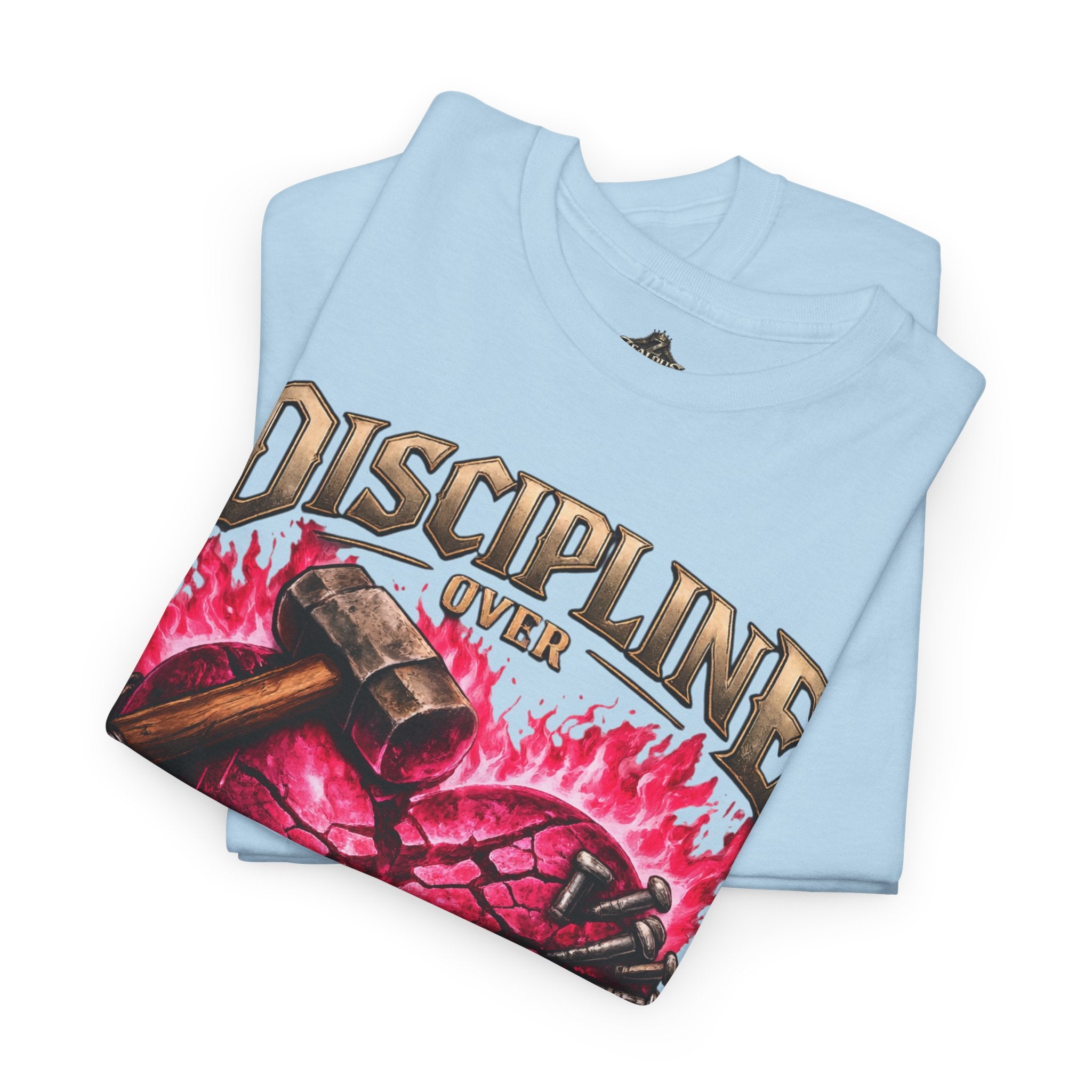 Adult Discipline Over Emotions Graphic T-Shirt (Hot Pink Heart)