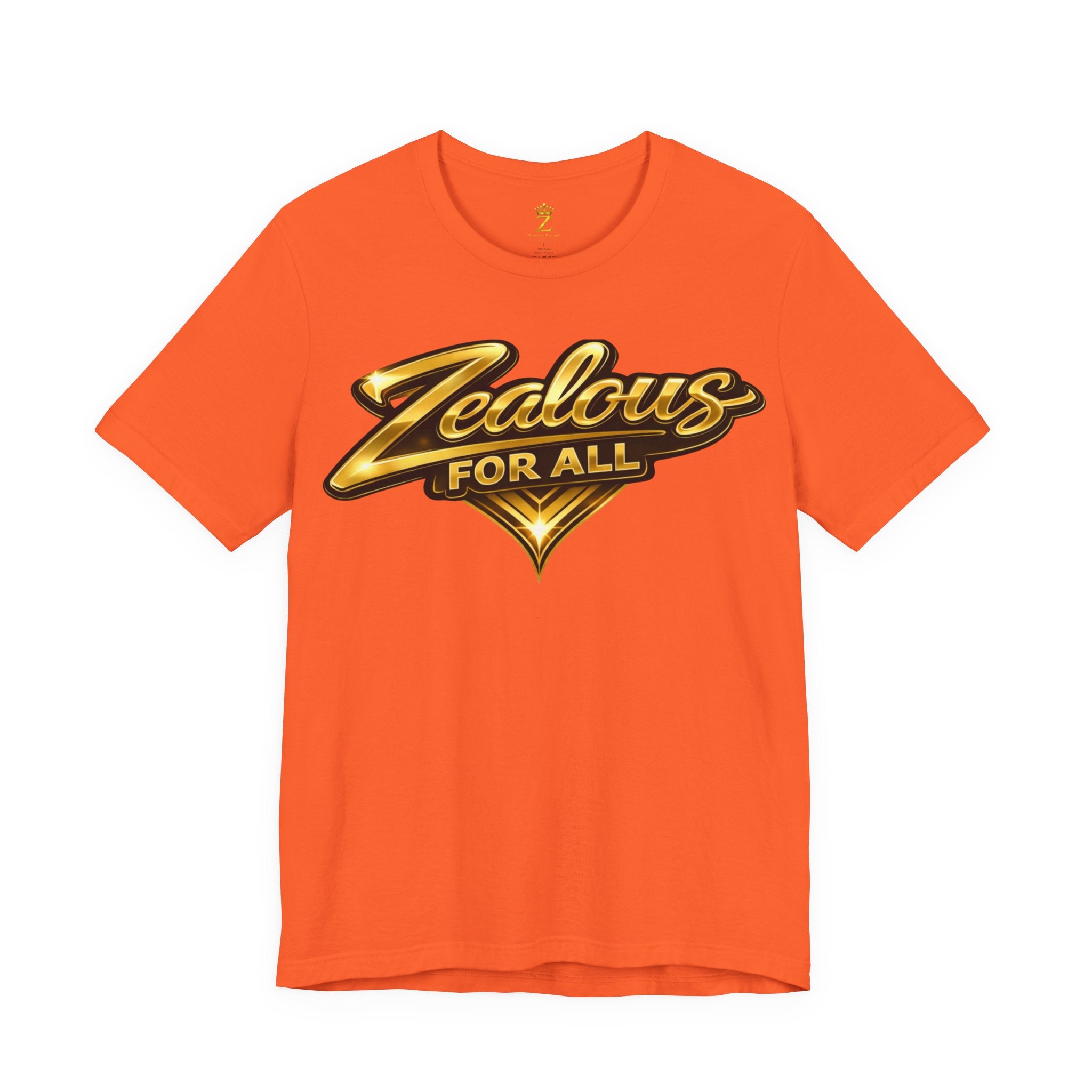 Zealous For All Graphic T-Shirt (Gold Logo) Printify