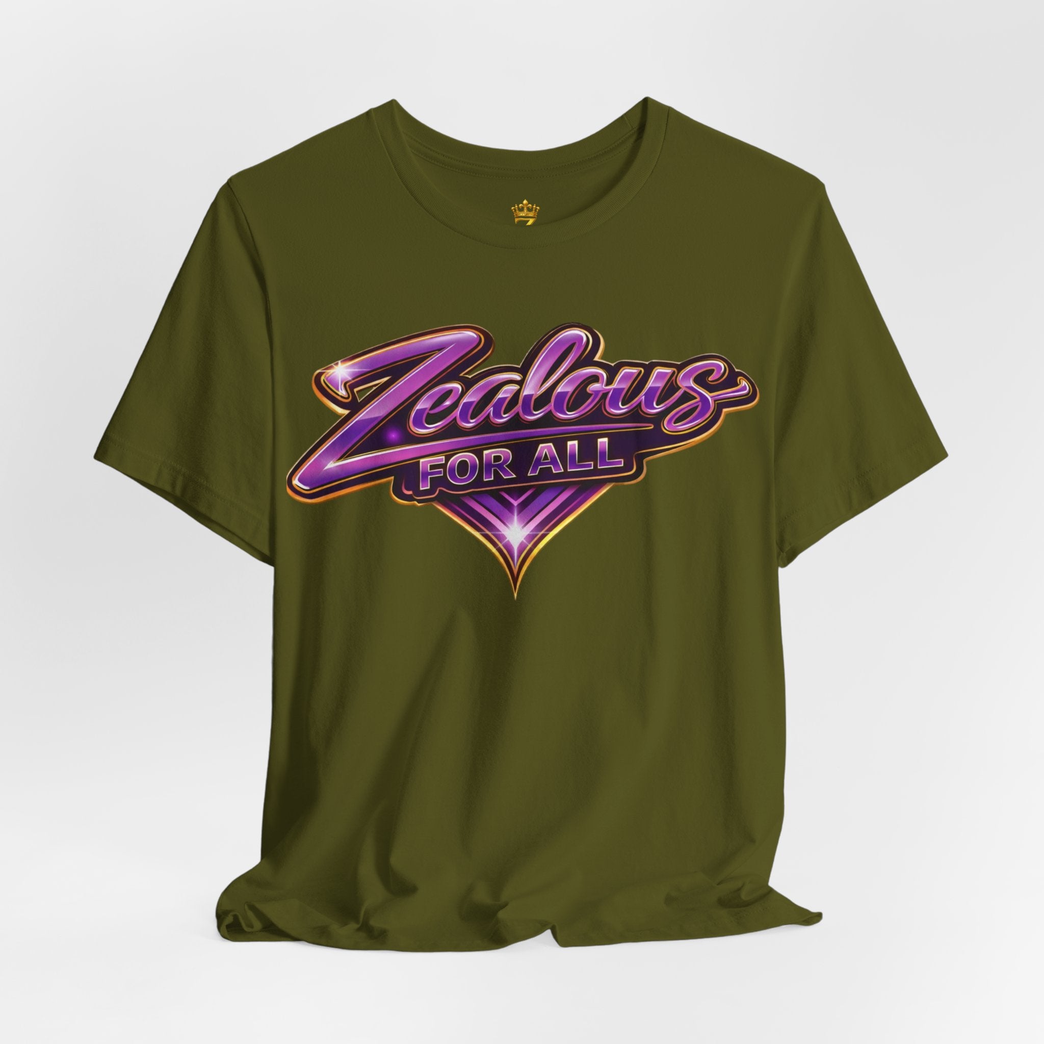 CUSTOM Zealous For All Graphic T-Shirt (Purple & Gold Trim Logo)