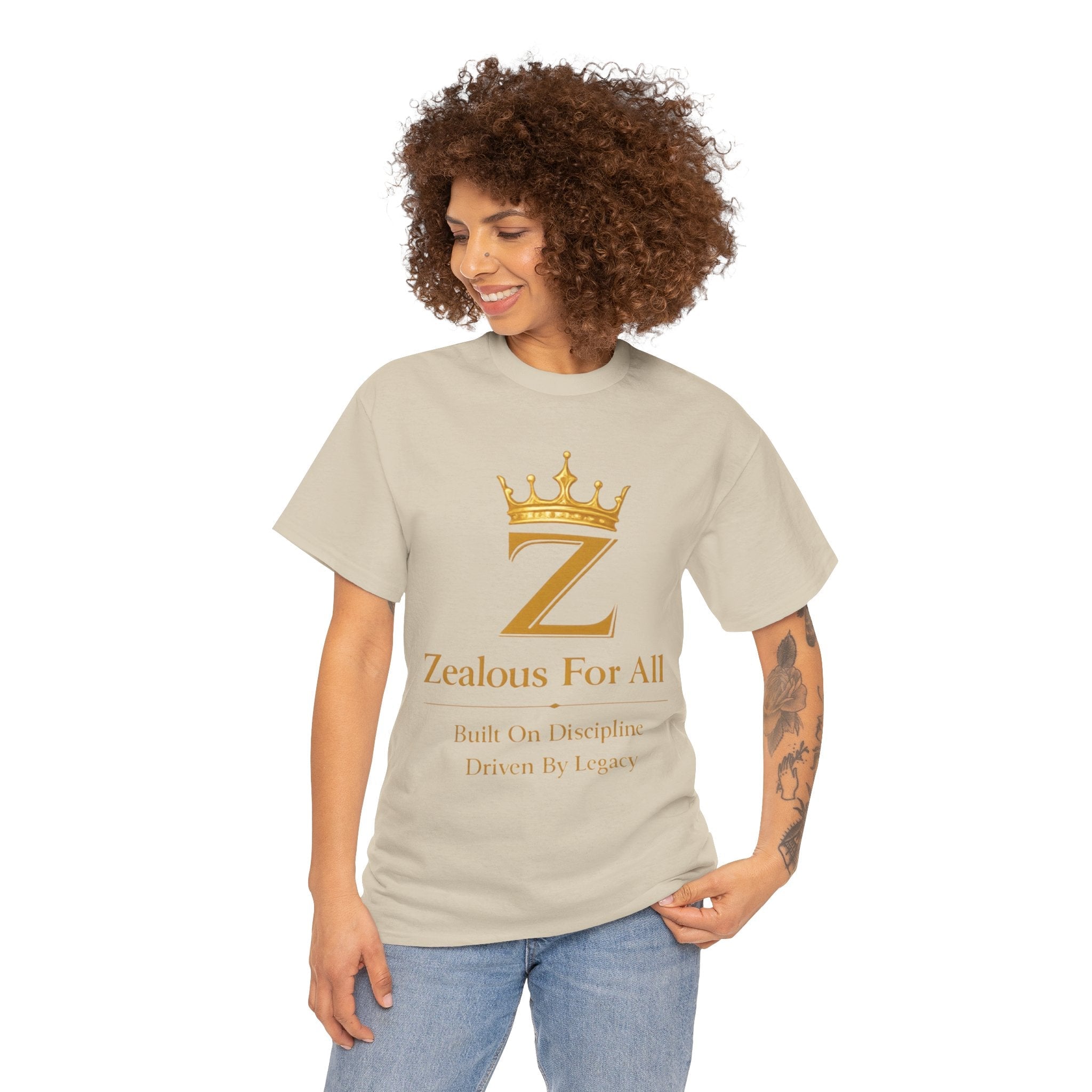 Unisex Zealous For All T-Shirt (Gold Logo (with Back logo) T-shirt) Printify