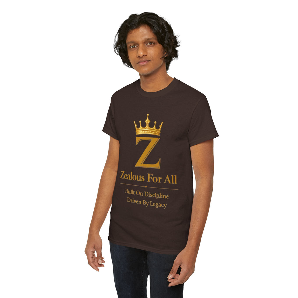 Unisex Zealous For All T-Shirt (Gold Logo (with Back logo) T-shirt) Printify