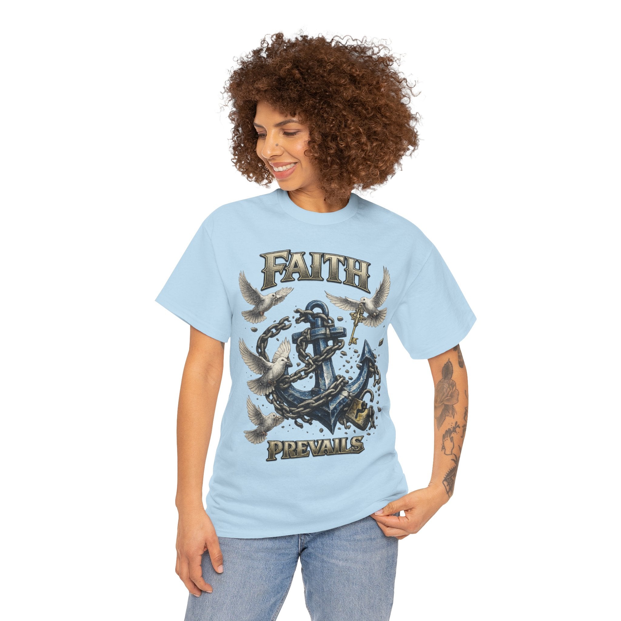 Adult Faith Prevails T‑Shirt (Blue Anchor) Printify