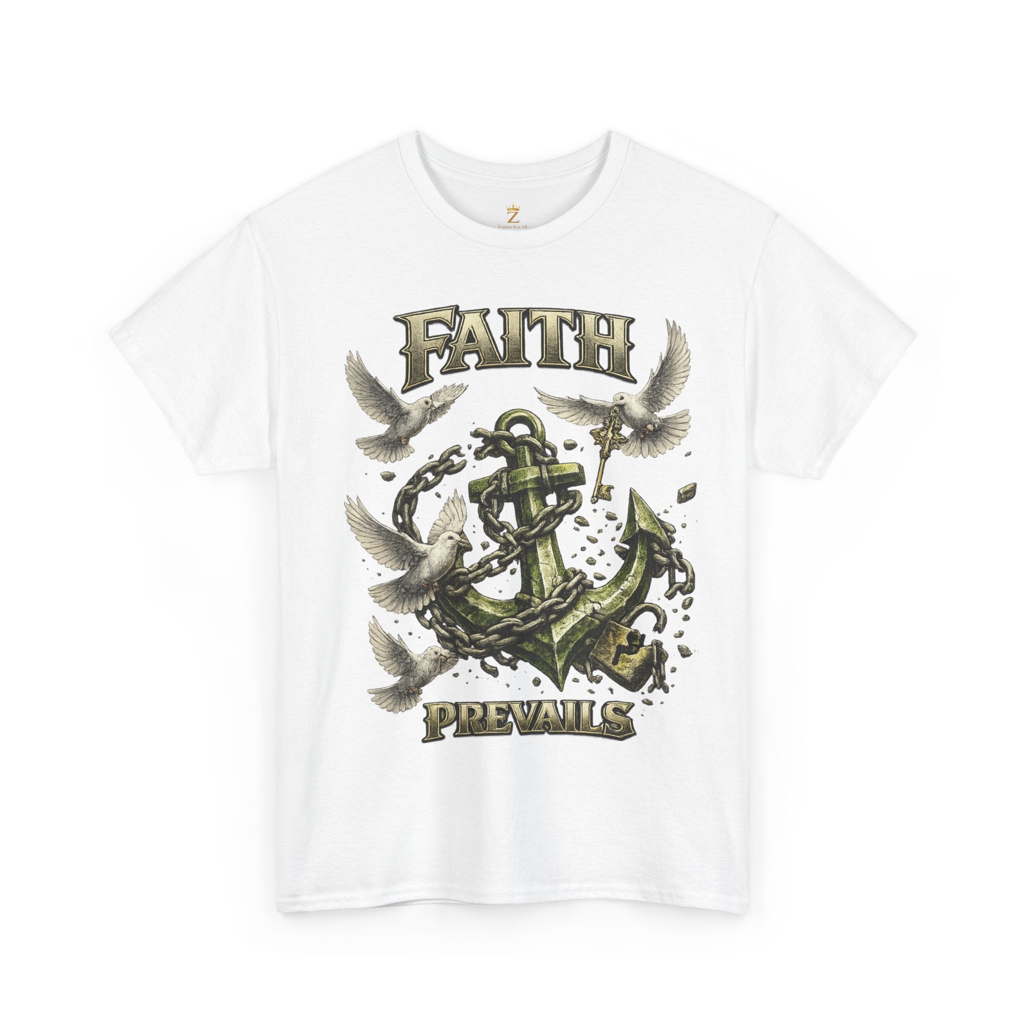 Adult Faith Prevails Anchor T-Shirt (Green Anchor) Printify