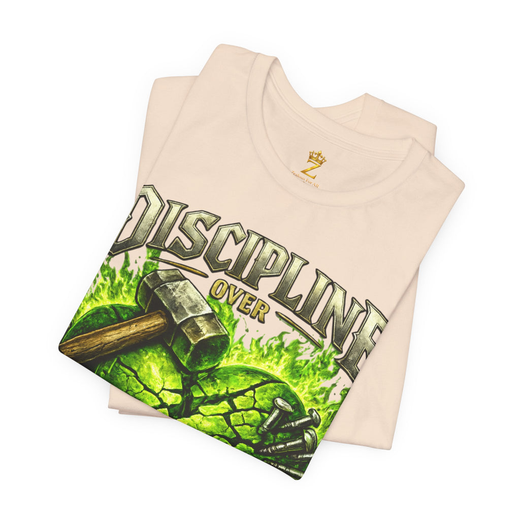 Discipline Over Emotions Premium Graphic T-Shirt (Lime Green Heart) Printify