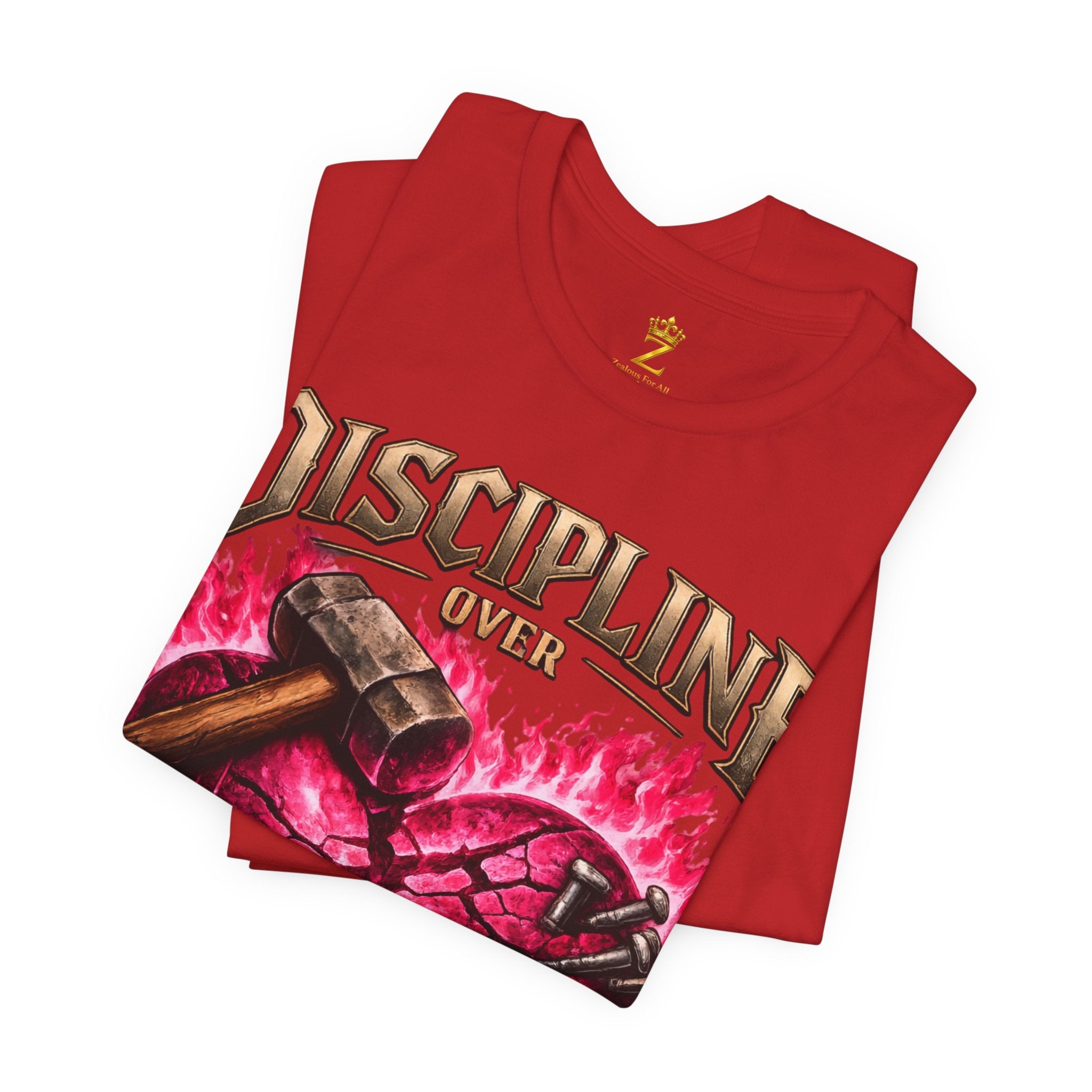 Discipline Over Emotions Premium Graphic T-Shirt (Hot Pink Heart) Printify