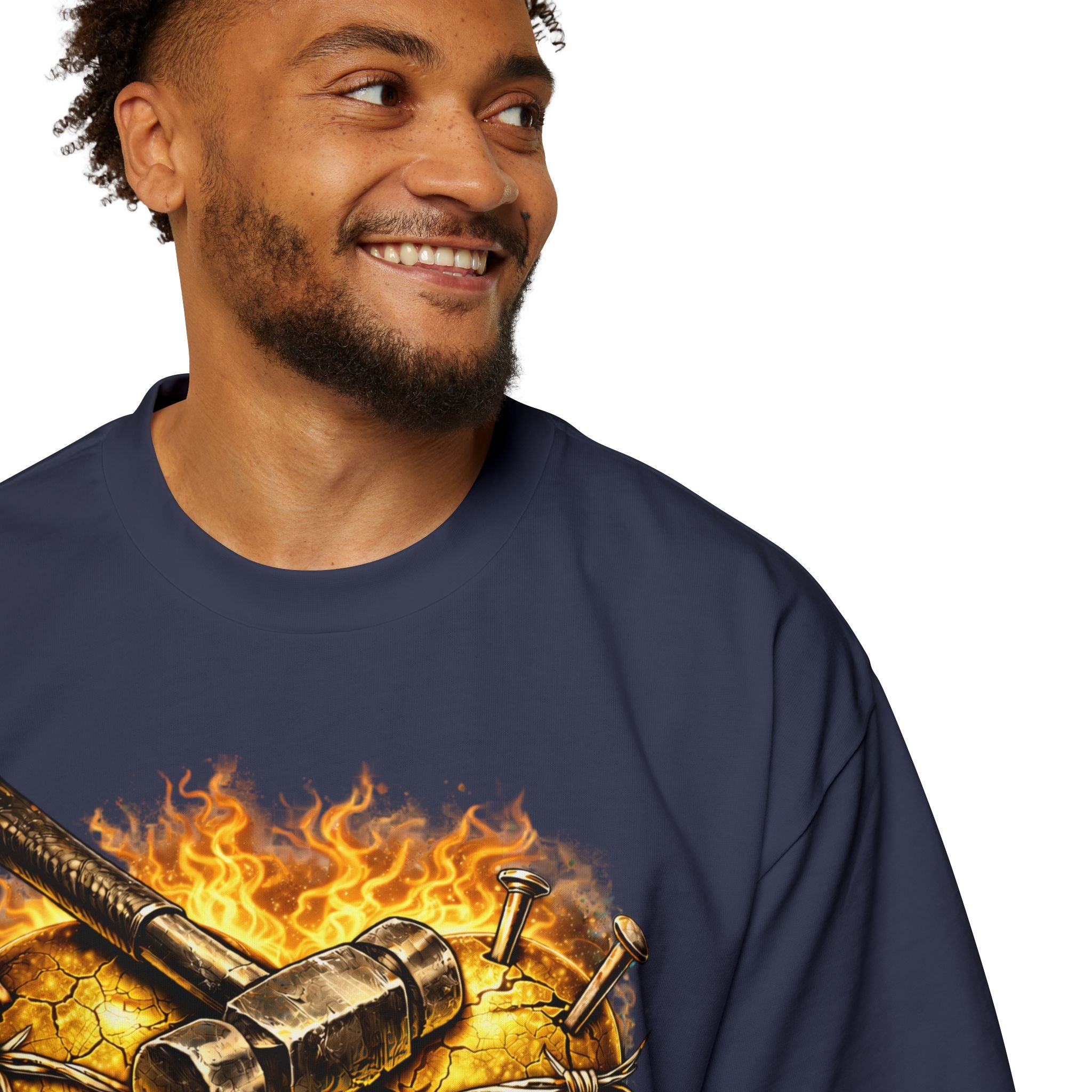 Oversized Discipline Over Emotions Graphic Tee (Gold Heart) Printify