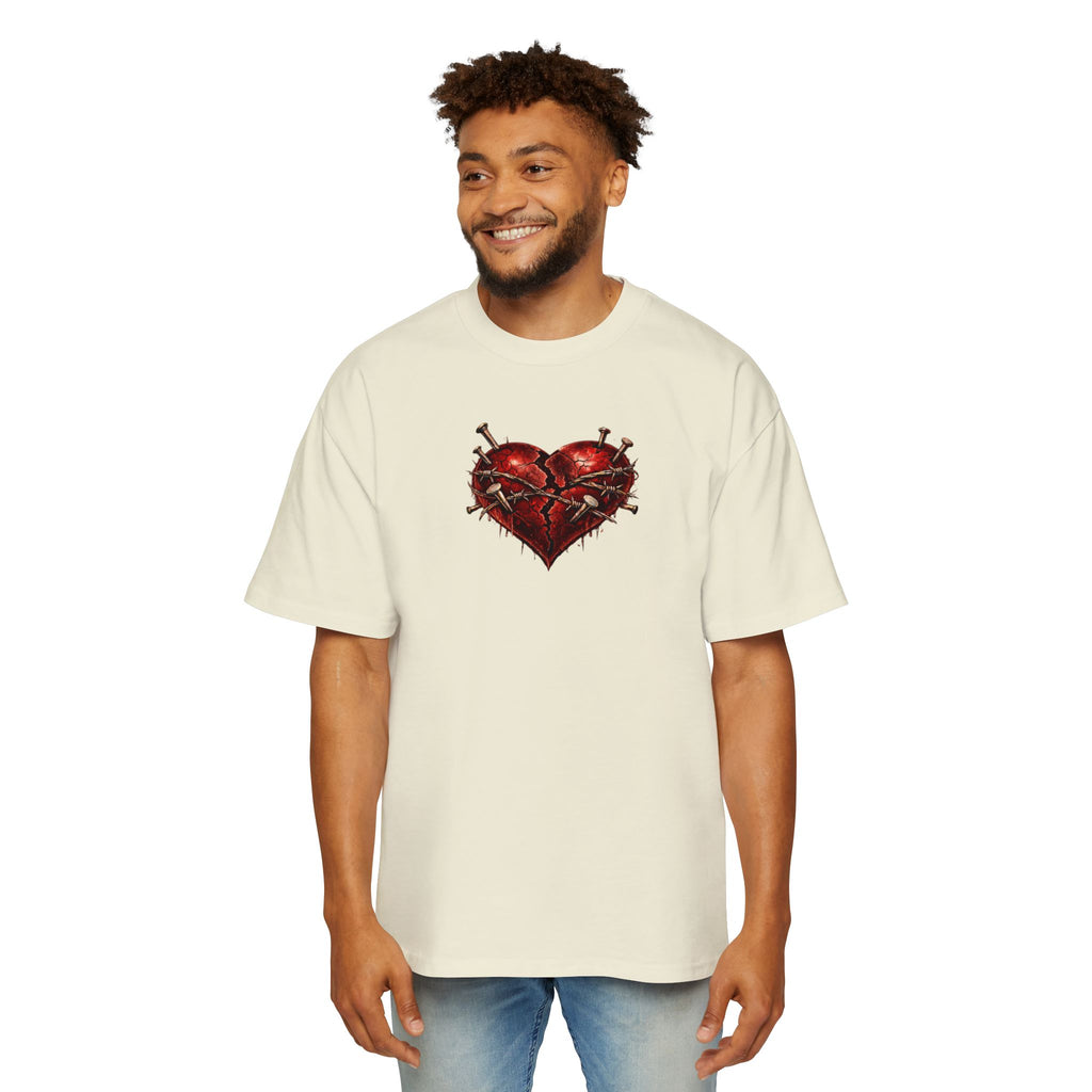 Oversized Discipline Over Emotions (Back) Graphic Tee (Red Heart) Printify