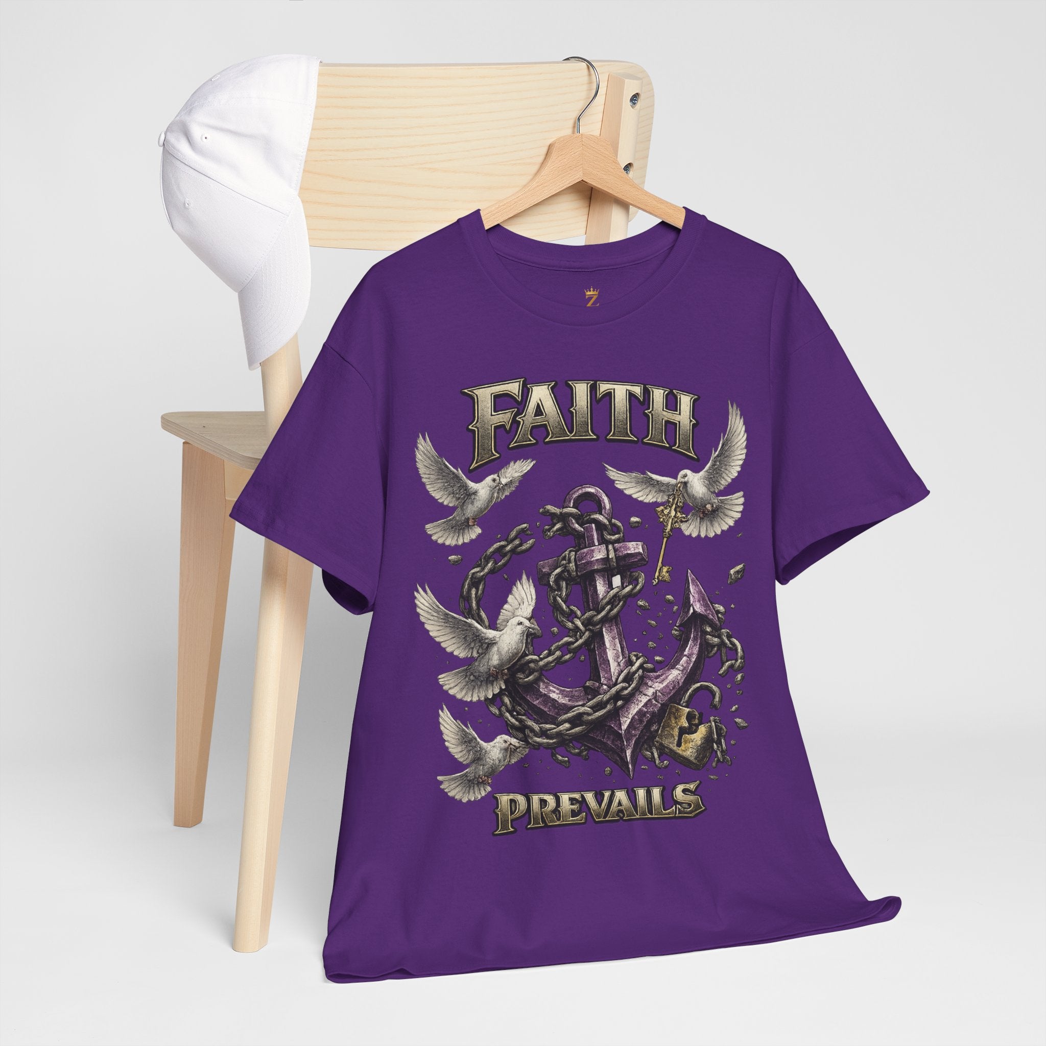 Adult Faith Prevails T‑Shirt (Purple Anchor) Printify