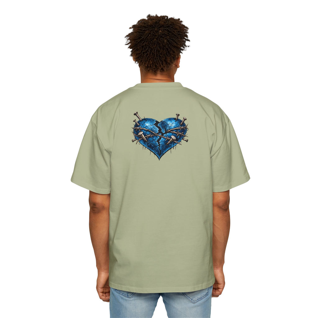 Oversized Discipline Over Emotions Graphic T-Shirt (Blue Heart) Printify