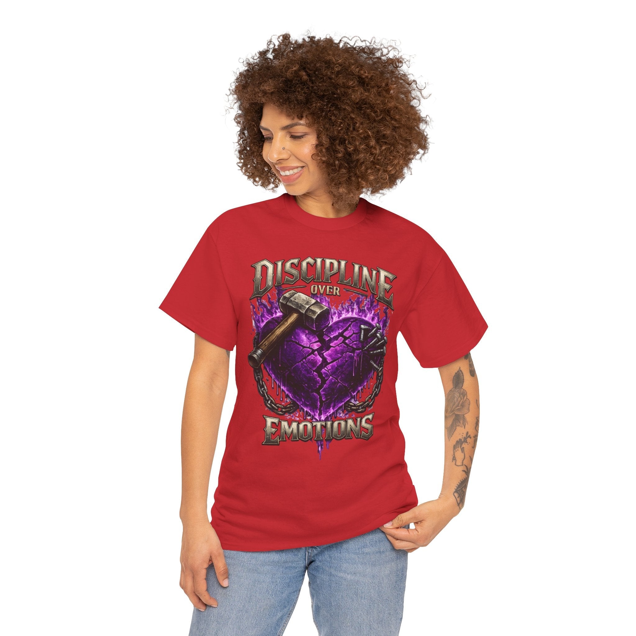 Adult Discipline Over Emotions Graphic T-Shirt (Purple Heart)