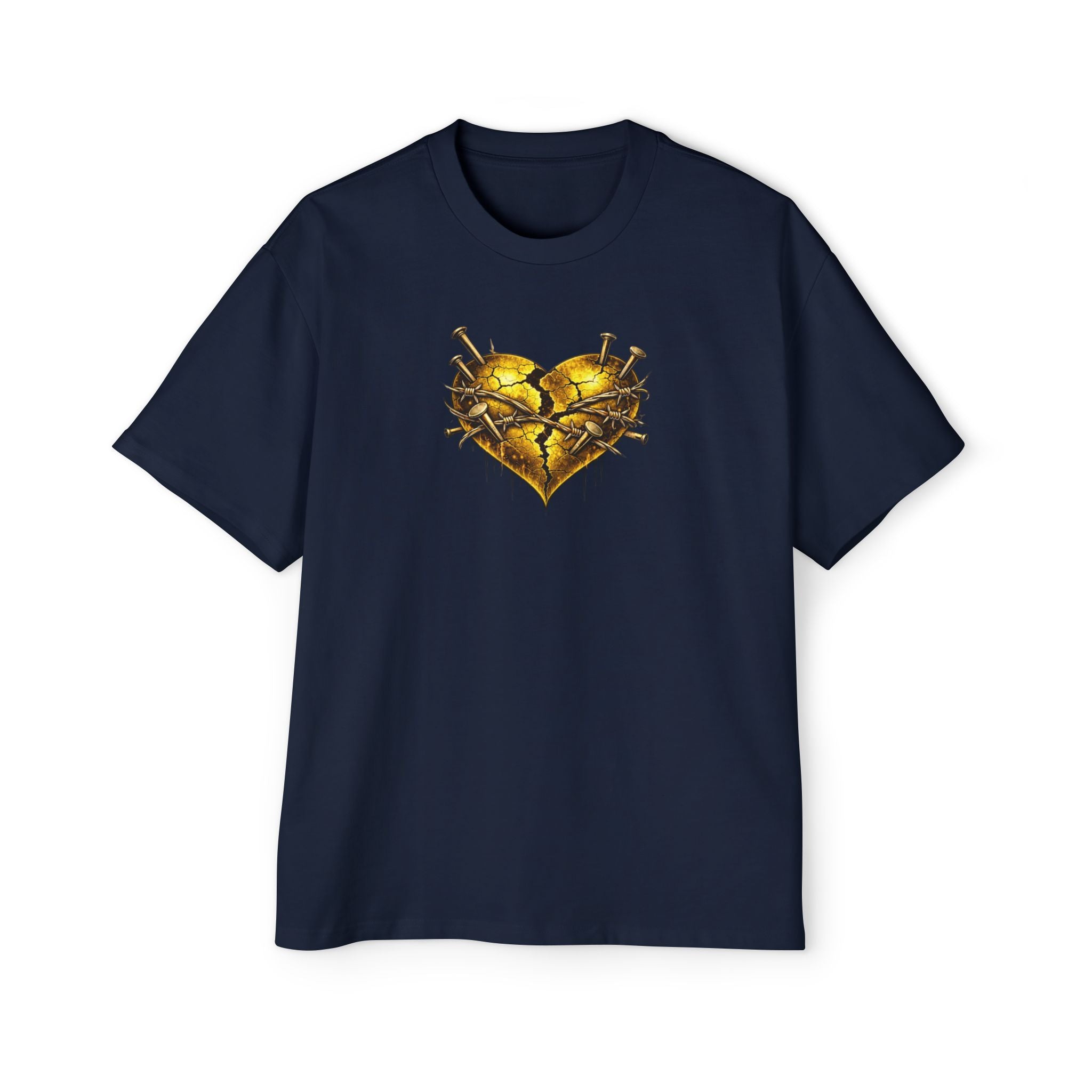Oversized Discipline Over Emotions (Back) Graphic Tee (Gold Heart) Printify