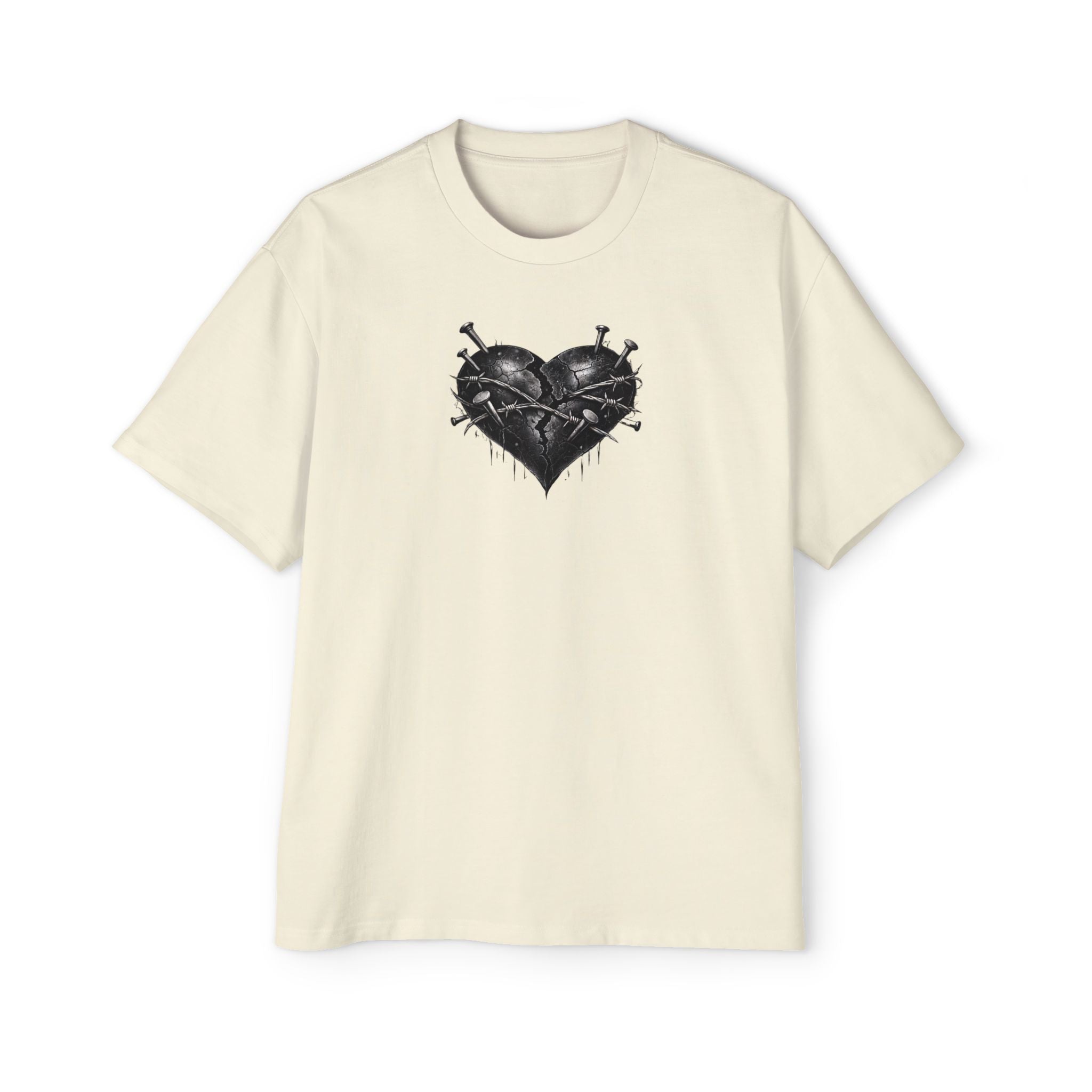Oversized Discipline Over Emotions (Back) Graphic Tee (Black Heart) Printify