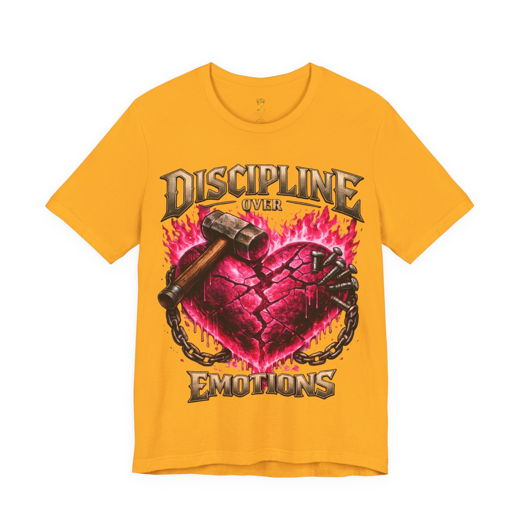 Discipline Over Emotions Premium Graphic T-Shirt (Hot Pink Heart) Printify