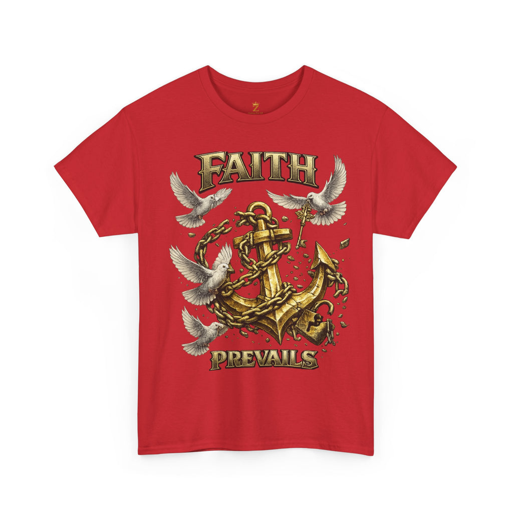 Adult Faith Prevails Anchor T-Shirt (Gold Anchor) Printify