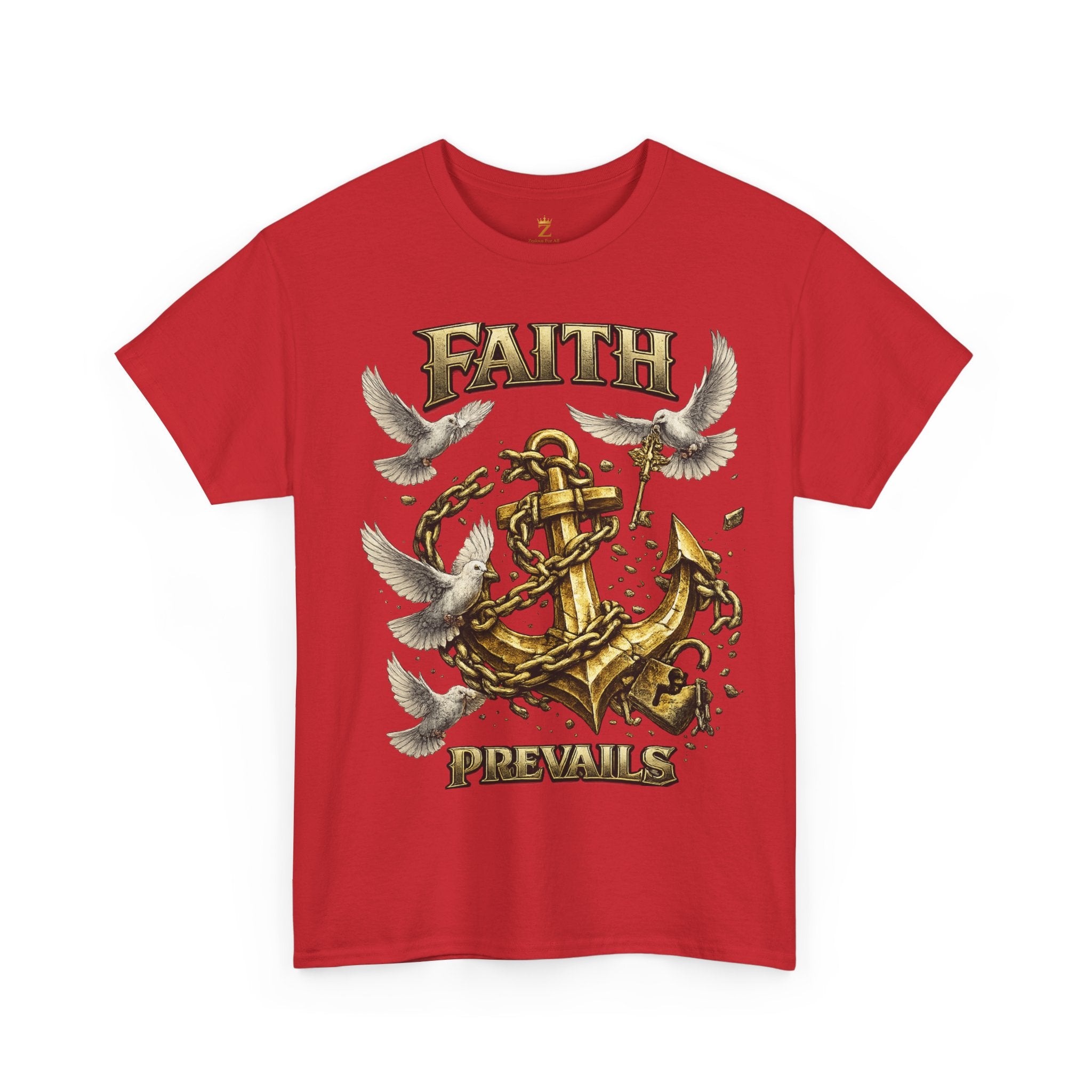 Adult Faith Prevails Anchor T-Shirt (Gold Anchor) Printify